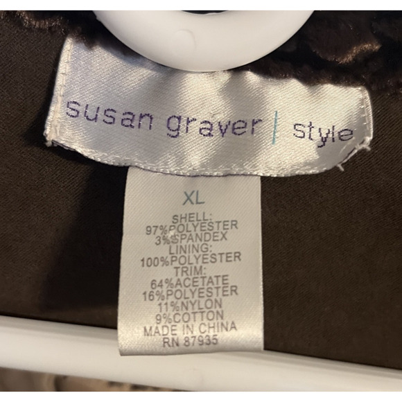 Susan Graver Style Women Faux Suede Jacket Brown Velvet Collar Cuffs XL Classic - Picture 4 of 14